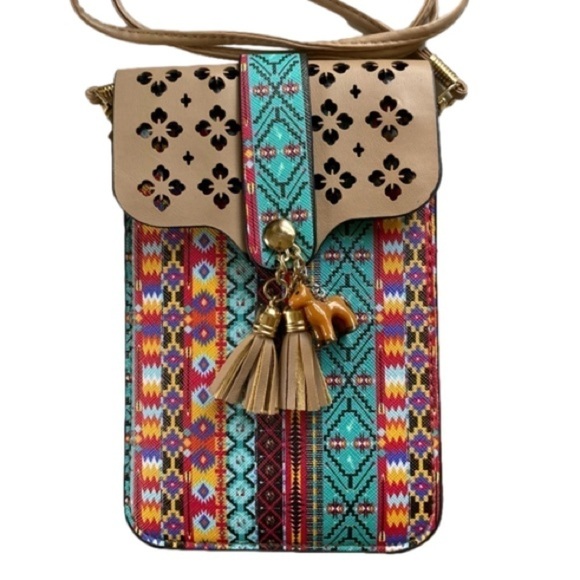 Crossbody Aztec/Western Clear Touchscreen Cell Phone Bag, Detachable Strap, NWOT - Picture 2 of 8